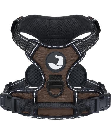 Joytale dog harness Small dogs reflective soft padded dogs curve anti -train adjustable breathable breast dishes with safe simple control handle brown s s (1 Pack) brown