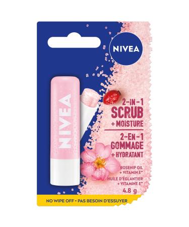 NIVEA 2-in-1 Moisturizing Lip Scrub 4.8g | Exfoliating & Enriched with Rosehip Oil