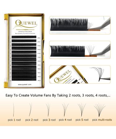 Volume Eyelash Extensions 0.12 C 17mm Premade Fans | Easy Fan Lashes | Self Fanning | 2D-20D | Optional Sizes | C/D Curl | 8-25mm Length | Mix 8-15 15-20 20-25 9-16 - Buy Online on SooperMarket.com