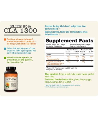 NatureWise Elite CLA 1300: Maximum Potency Workout Supplement for Muscle Retention & Growth - 95% CLA Safflower Oil, Non-Stimulating & Gluten Free - 1 Month Supply (90 Count) - Buy Online on SooperMarket.com