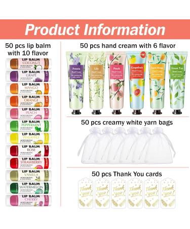 AZEN 50 Sets Hand Cream & Lip Balm Bulk - Perfect Bridal Shower & Thank You Gifts for Guests | Wedding Favors with Organza Bags & Cards - Buy Online on SooperMarket.com