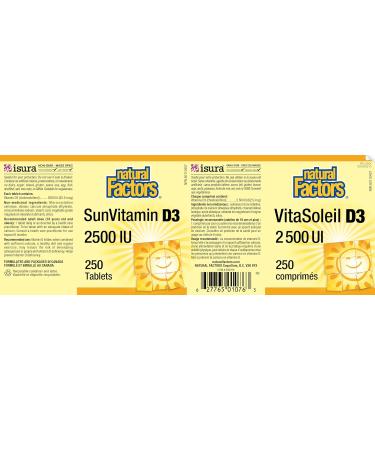 Natural Factors SunVitamin D3 2500 IU 250 Tablets Hi-Potency Vitamin D Essential for Immune Function and Overall Health - Buy Online on SooperMarket.com