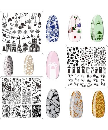 JEEWHEET 12pcs Nail Stamping Templates Plate Set for Nail Art - Summer Rose, Flower, Animal, Mandala, Mermaid, Christmas Designs - Includes Scraper, Silicone Stamper, Storage Bag - Stamping Plates - Buy Online on SooperMarket.com