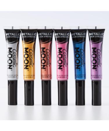 Metallic Hair Color Streaks - Cosmic Moon 0.50fl oz Set of 6 | Temporary Wash Out Hair Dye for Vibrant Highlights - Buy Online on SooperMarket.com