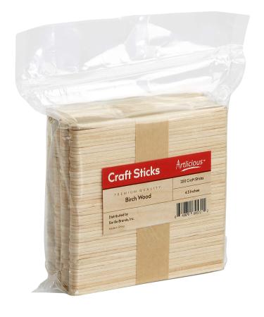 Popsicle Sticks for Crafts 200 Pcs 4.5 inch Wax Sticks Tongue Depressors Natural Wood Sticks Craft Sticks Popsicle Sticks for Food Ice Cream Sticks Cakesicle Sticks