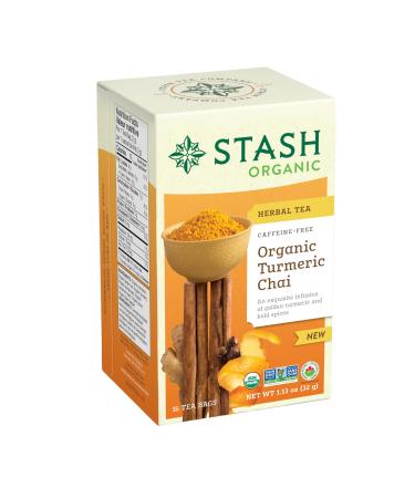 Stash Tea Organic Turmeric Chai Caffeine-Free Non-GMO Project Verified Serve Hot or Iced 96 Tea Bags 16 count (6 pack)