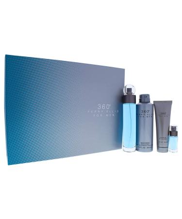 Perry Ellis 360 for Men - 4 Pc Gift Set: 3.4oz EDT Spray, 6.8oz Body Spray, 3.0oz Shower Gel, 0.25oz EDT Spray - Buy Online on SooperMarket.com