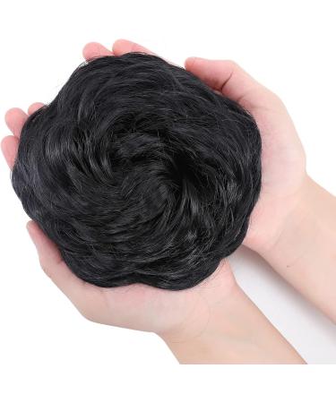 Jet Black Synthetic Hair Bun Extension - 45g Messy Updo Ponytail Scrunchie for Women - Buy Online on SooperMarket.com