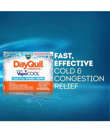 Vicks DayQuil COMPLETE Vicks VapoCOOL Cold and Flu Medicine Non-Drowsy Daytime Multi-Symptom Relief for Cough Suppressant Nasal Congestion 24 Caplets Liquicaps - Buy Online on SooperMarket.com
