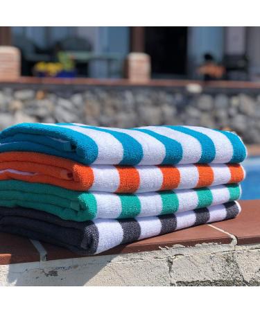 Arkwright Cabana Pool Beach Towel - Pack of 4, 100% Ring Spun Cotton, Large Quick Dry Towels for Hotel, Swim, Camp - Grey, 30 x 60 in - Buy Online on SooperMarket.com