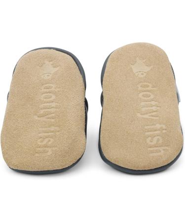 Dotty Fish Soft Leather Baby Shoes | Boys Toddler Shoes with Non-Slip Suede Soles | Grey Rainbow Star | Sizes 0-6 Months to 4-5 Years - Buy Online on SooperMarket.com