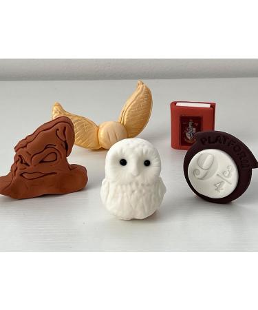 Harry Potter Personalised Cake Toppers Set - Kids Birthday Fondant Icing Wizard Decoration Supplies - Hedwig Owl Snitch Notebook Hat Platform Badge - Comes with an Edible Glue & Extra Gift - 5 Pcs - Buy Online on SooperMarket.com