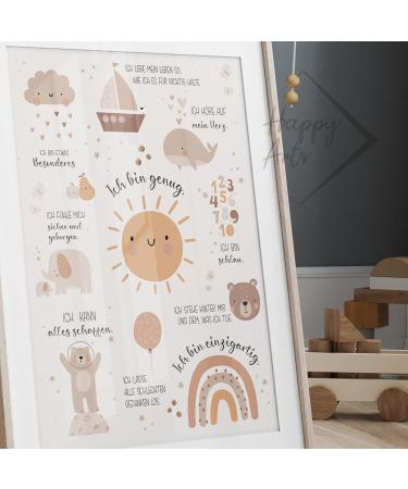 Happyarts Kinderzimmer A4 Affirmations Posters Set | Mindfulness Decor for Baby Rooms | Self-Love Prints for Kids - Frame Not Included - Buy Online on SooperMarket.com