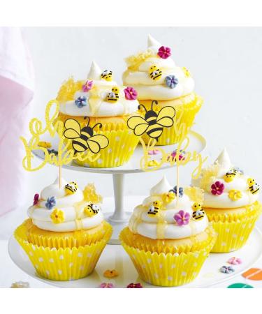 Arthsdite 24Pcs Bumble Bee Cupcake Toppers Oh Babee Cupcake Picks Oh Baby Cupcake Pick Decorations for Bee Theme Baby Shower Kids Baby Shower Birthday Party Decorations Supplies - Gold Black Glitter Bee Oh Baby Cupcake Toppers - Buy Online on SooperMarket.com