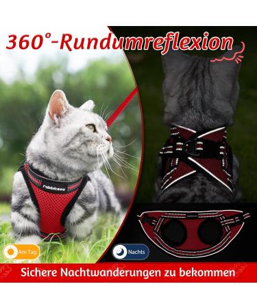 Rabbitgoo Adjustable Cat Harness & Leash Set - Reflective Soft Strap for Cats & Kittens - Red (1 Pack) - Ideal for International Shipping - Buy Online on SooperMarket.com