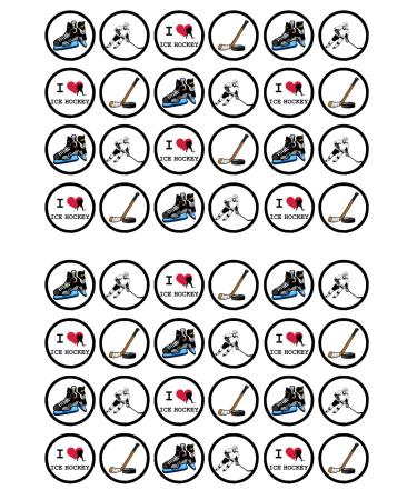 PRECUT Ice Hockey Cupcake Toppers Ice Hockey Theme Edible Mini Cake Decorations - Edible Ice Hockey Party Decorations Ice Hockey Cake Topper Ice Hockey Edible Cupcake Toppers (Pack of 24)