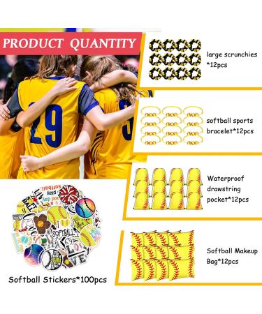 148 Pcs Softball Gifts for Girls - Party Favors Set with Drawstring Backpack, Cosmetic Bag, Scrunchies, Hair Bracelets, Stickers - Perfect for Softball Birthday Decorations - Buy Online on SooperMarket.com