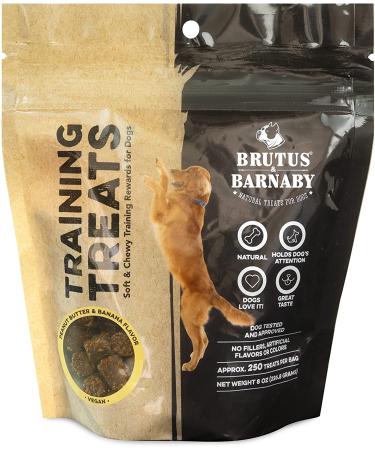 BRUTUS & BARNABY Peanut Butter & Banana Training Treats for Dogs - 8oz Pack - All-Natural Vegan Reward for Puppy Training - Buy Online on SooperMarket.com