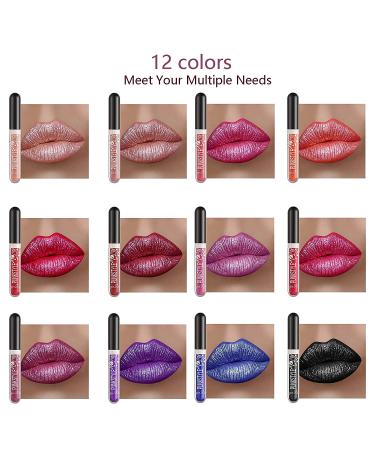 12 Colors Glitter Lip Gloss Set - Gireatick Diamond Shimmer Metallic Liquid Lipstick Kit | Long-Lasting, Waterproof, Non-Stick Cup Lip Gloss - Buy Online on SooperMarket.com