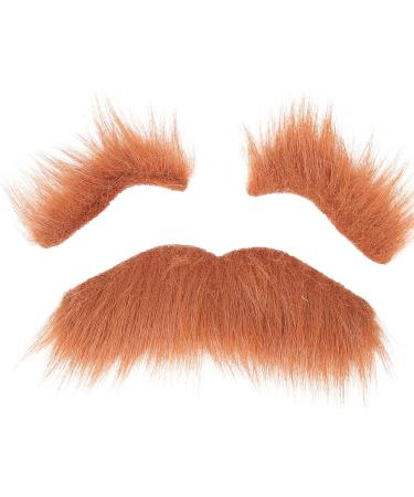 Mustaches Eyebrow Set Self Adhesive Fake Beard and Fake Eyebrow Set False Facial Hair Costume Accessory for Adults Brown - Buy Online on SooperMarket.com