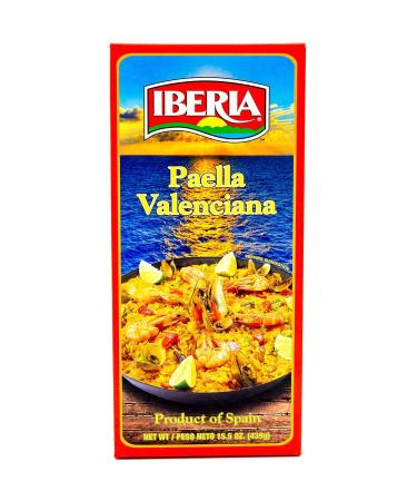 Iberia Paella Valenciana, Ready to Cook Paella Kit with Yellow Rice and Seafood Packets, Product of Spain, 15.5 oz. Paella Valenicana
