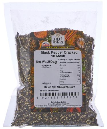 Old India Black Pepper Cracked 10 Mesh 250g 250 g (Pack of 1)