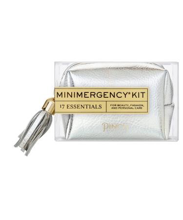 Pinch Provisions Metallic Minimergency Kit Includes 17 Travel-Sized Cosmetic Essentials Convenient for Purses Emergency Beauty Accessories Gifts for Holiday s & Birthday s Silver