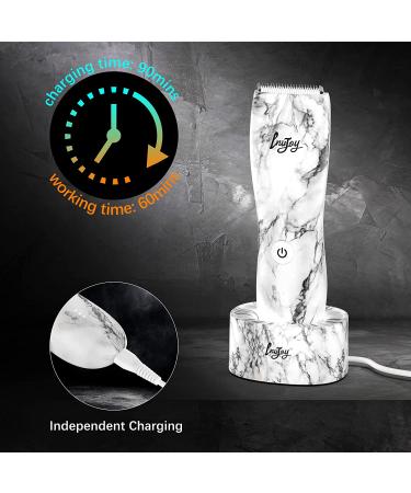 INVJOY Waterproof Body Hair Trimmer for Men - Electric Pubic Hair Shaver & Groomer with Replacement Blade - Marble Pattern White - Buy Online on SooperMarket.com