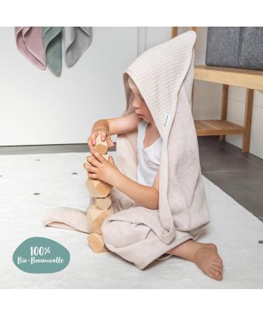 Ehrenkind Hooded Towel - Soft Organic Cotton Baby Bath Towel 100x100 cm in Rose | Perfect Newborn Gift & Essential Baby Equipment - Buy Online on SooperMarket.com
