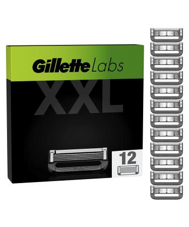 Gillette Labs Razor Blades Men Pack of 12 Razor Blade Refills Compatible with GilletteLabs with Exfoliating Bar and Heated Razor count 12