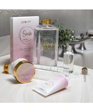 Luxury Bath Gift Set | Home Spa Gift Basket - Milky Coconut Scent Vitamin E & Shea Butter Shower Gel Bath Salt Body Scrub & More - International Shipping Available - Buy Online on SooperMarket.com