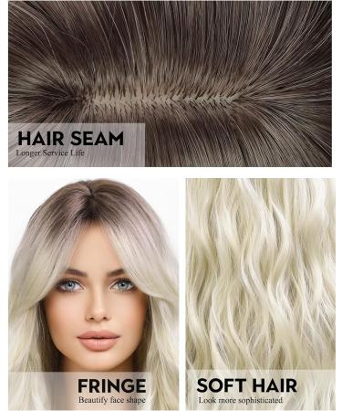 Wokestar Long Platinum Synthetic Wig with Curtain Fringe for Women - Buy Online on SooperMarket.com