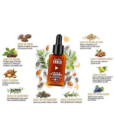 Beard Oil N 1 | 100% Natural | 30ml - Made in France | Promotes Beard Growth with Castor Oil 7 Vegetable Oils Essential Oils & Vitamin E - Premium Beard Care - Buy Online on SooperMarket.com
