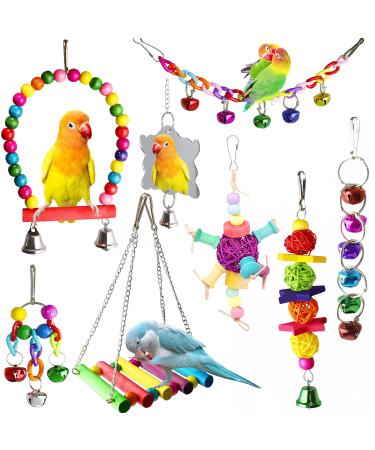 8pcs Bird Parakeet Cockatiel Parrot Toys Love Birds Small Parakeets (Muliti-A)