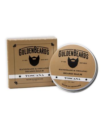 Organic Beard Balm -Toscana - 60ML - 100% Natural Golden Beards | Jojoba & Argan & Apricot Oil. All our products are 100% Handcrafted & Handmade. Made in Denmark