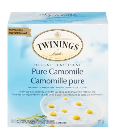 Twinings Pure Camomile Herbal Individually Wrapped Tea Bags | Naturally Caffeine-Free | Soothing & Mellow Tea | 50 Count (Pack of 6) | Enjoy Hot or Iced Pure Camomile 50 Count (Pack of 6)