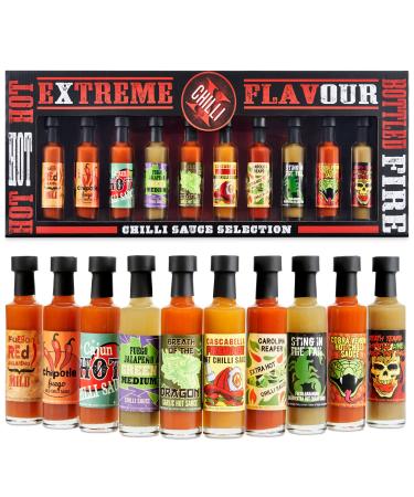 Hot Sauce Gift Set with 10 Chilli Sauces - Authentic Louisiana Chilli Sauce Challenge Set Made in USA - Large Chilli Gifts for Men Women & Mens Stocking Filler Gifts