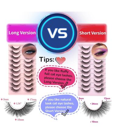 Fluffy 3D Mink Cat Eye False Eyelashes - 10 Pairs (13mm) for Women and Girls - Buy Online on SooperMarket.com