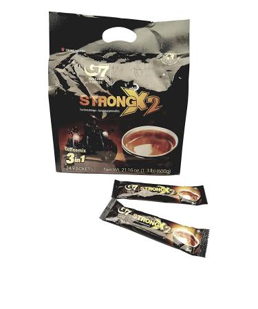 Trung Nguyen G7 Strong X2 3 In 1 Instant Coffee - 24 Sticks | Double Strength Roasted Ground Coffee with Creamer and Sugar | 25g Stick | Suitable for Most Brewing Methods - Buy Online on SooperMarket.com