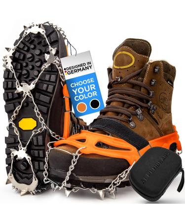 Alpenbear's crampons for mountain shoes -Perfects Gr del for men and women -Spikes for hiking shoes with 19 stainless steel spikes -perfect for every outdoor activity and challenge