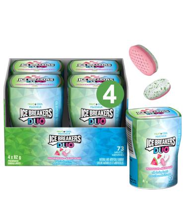ICE BREAKERS Duo Watermelon Mints Mint Candy Candy Bulk Box 82g (Pack of 4) Watermelon Duo Mints