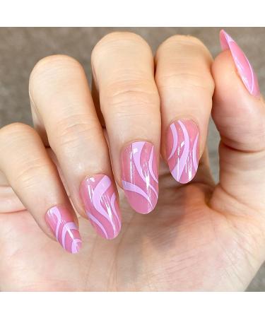 Novo Ovo Neon Pink Glitter Hologram Press-On Nails | Short to Medium Oval Almond Artificial Fingernails for Valentine's Day - Buy Online on SooperMarket.com