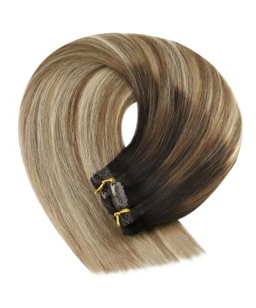 Youngsee 40cm Clip-In Real Hair Extensions - Balayage Brown Ombre Blonde 120g (7 Pieces) for Women - Buy Online on SooperMarket.com