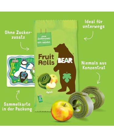 Buy Bear Fruit Rolling Apple - 100% Natural No Added Sugar Healthy Snack | 30 Bags x 20g | Ideal for Kids & Adults | 600g Green - Buy Online on SooperMarket.com