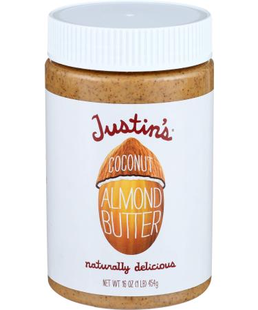 Justin's Nut Butter Coconut Almond Butter by Justin's | 16oz Jar (1 Jar) | Organic Ingredients, Non-GMO, Gluten-Free, Responsibly Sourced, Kosher, 1 Pound (Pack of 1)