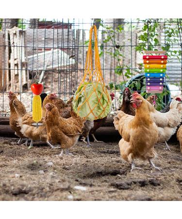 10PCS Chicken Toys: Xylophone, Bridge Swing, Pecking, Mirror, Vegetable Feeder for Hens - Buy Online on SooperMarket.com