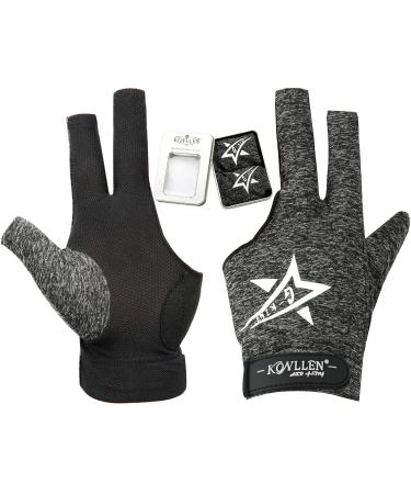 Conllen billiard gloves professionally breathable and conveniently billiard match gloves slip-resistant adjustable Snooker Nine-Ball 3 pillow carom pool billiard accessories lycra material gray 2 pieces xl