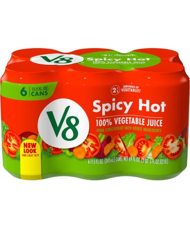 V8 Spicy Hot 100% Vegetable Juice, 11.5 oz. Can (Pack of 6) Spicy Hot 11.5 Fl Oz (Pack of 6)