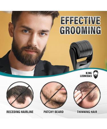 King Leonidas Beard Derma Roller 0.30mm Titanium Micro-Needling for Men - Facial Hair & Beard Growth - Buy Online on SooperMarket.com