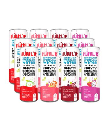 BUBBL'R Antioxidant Sparkling Water Variety Pack 12 Fl Oz (Pack of 12)